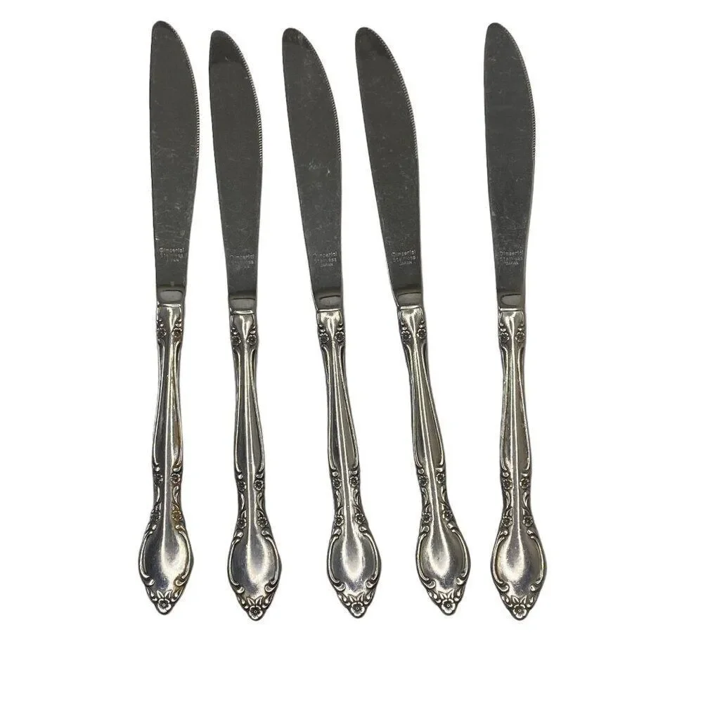 Vintage Imperial NORMANDY Stainless Flatware Knives 5 Pieces